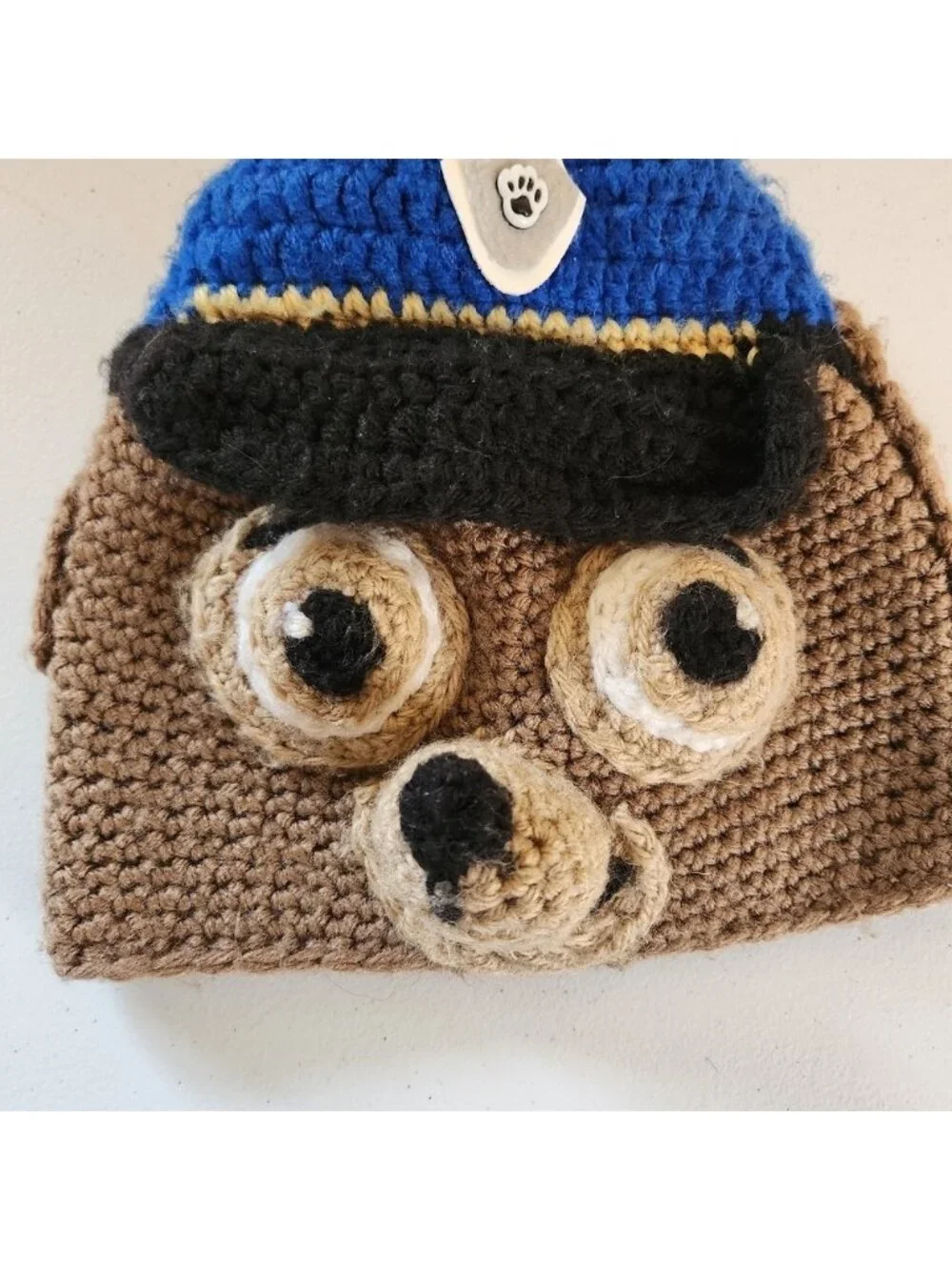 Handmade Paw Patrol Chase Crochet Winter Hat Cap Baby Toddler 12-18 months